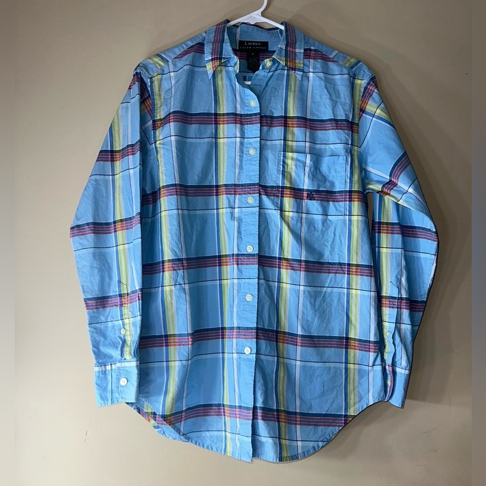 Lauren Ralph Lauren Plaid button up women’s Shirt 6 Buisness casual